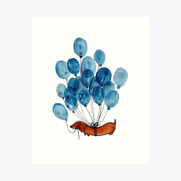 Item preview, Dachshund dog and balloons designed and sold by KaylaPhan.