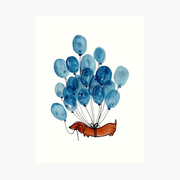 Dachshund dog and balloons Art Print