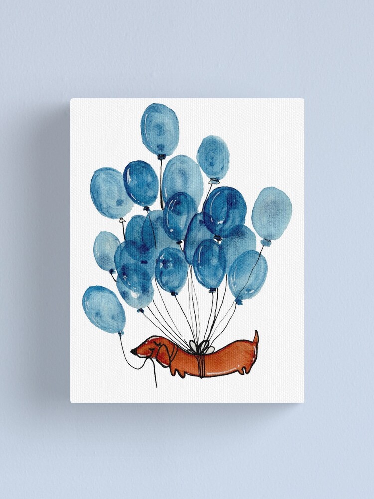 Alternate view of Dachshund dog and balloons Canvas Print