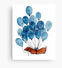 Dackel Hund und Ballons Metalldruck