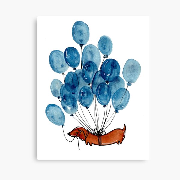 Dachshund dog and balloons Canvas Print