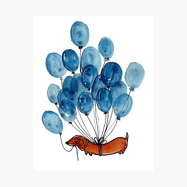 Item preview, Dachshund dog and balloons designed and sold by KaylaPhan.