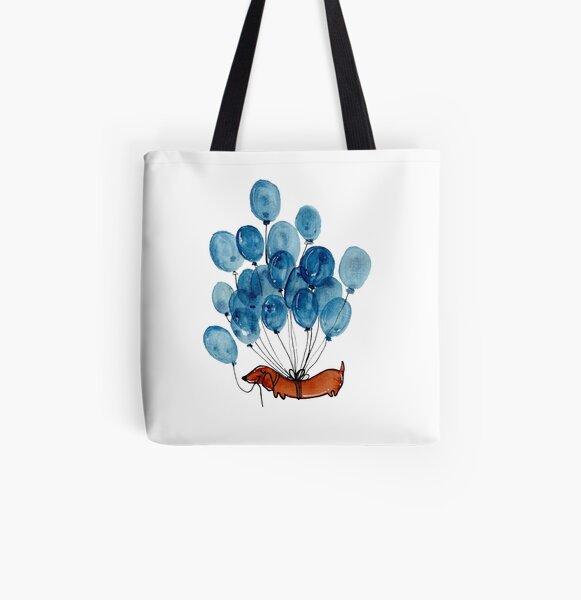 Dachshund dog and balloons All Over Print Tote Bag