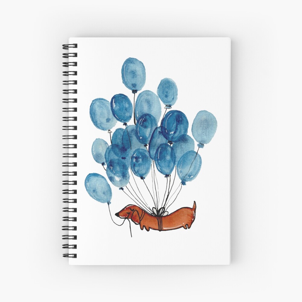 Dachshund dog and balloons Spiral Notebook