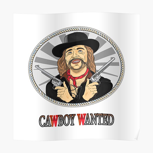 Cowboy in black hat with two pistols Poster
