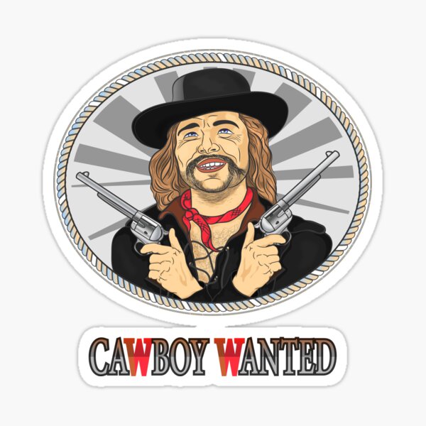 Cowboy in black hat with two pistols Sticker