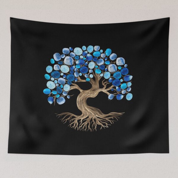 Item preview, Tree of Life - Blue Tumbled Gemstones  designed and sold by k9printart.