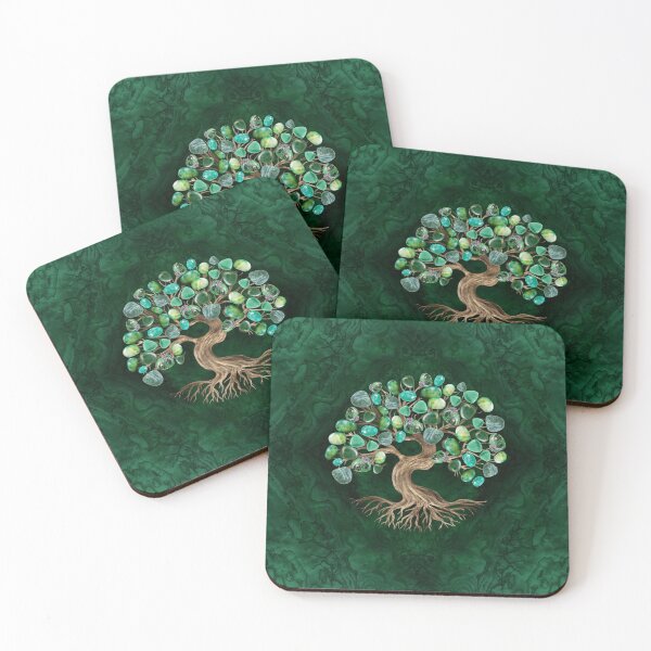 Item preview, Tree of Life - Green Tumbled Gemstones  designed and sold by k9printart.