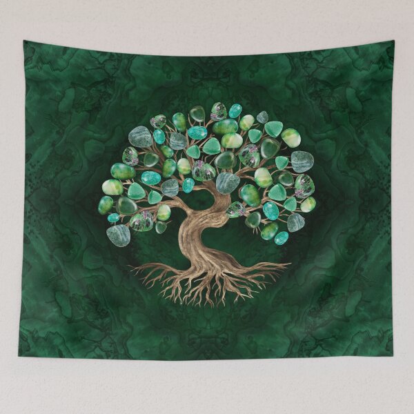 Item preview, Tree of Life - Green Tumbled Gemstones  designed and sold by k9printart.