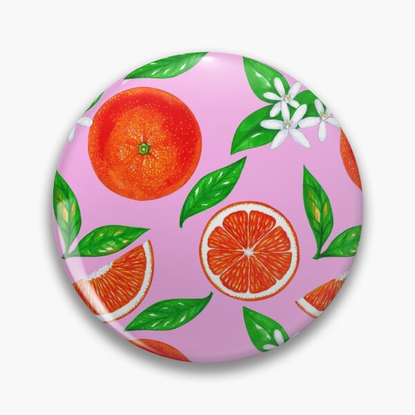 Item preview, Oranges with flowers and leaves on a pink background  designed and sold by Colibri77.