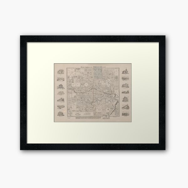 Old Calgary Canada Map (1913) Vintage Canadian City Atlas Framed Art Print