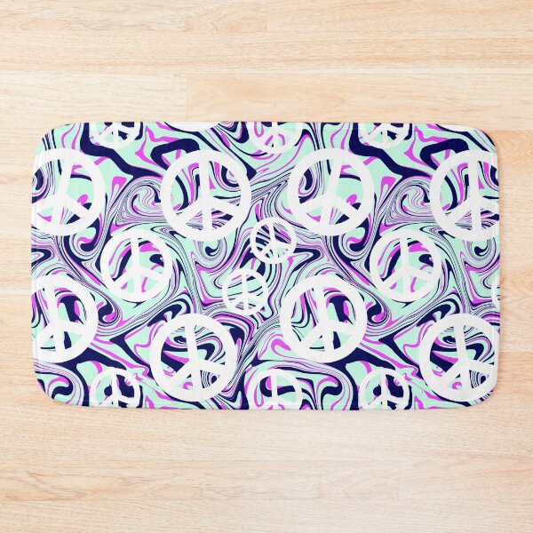 Trippy Peace Sign Swirl Pattern Bath Mat