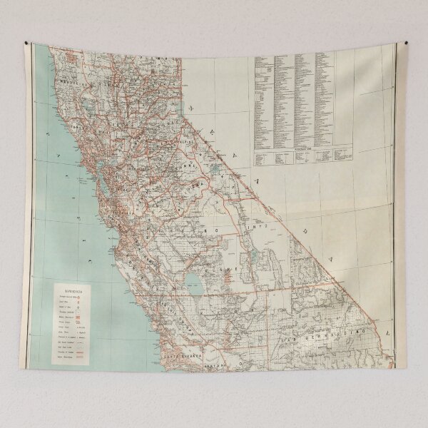 Item preview, Old California Map (1879) Vintage Californian State Atlas designed and sold by BravuraMedia.
