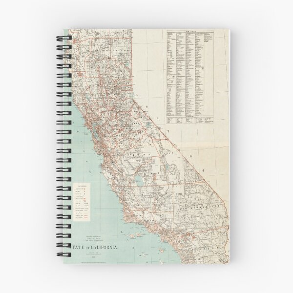 Item preview, Old California Map (1879) Vintage Californian State Atlas designed and sold by BravuraMedia.