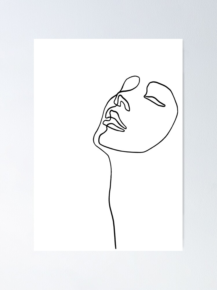 Poster in line art: Face minimal art 50x70cm