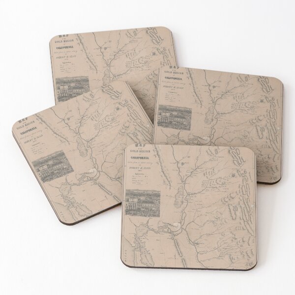 Item preview, Old California Gold Region Map (1850) Vintage Californian Mining Chart designed and sold by BravuraMedia.