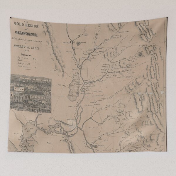 Item preview, Old California Gold Region Map (1850) Vintage Californian Mining Chart designed and sold by BravuraMedia.