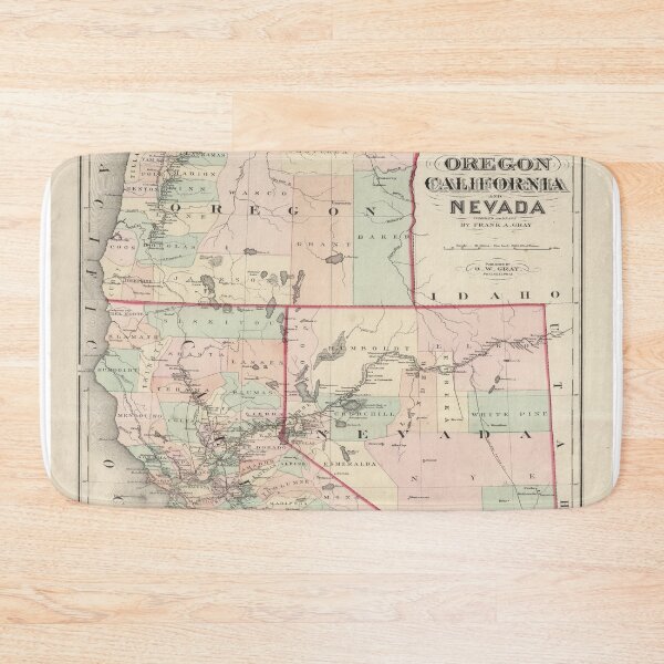 Item preview, Old California, Oregon & Nevada Map (1874) Vintage Western US States Atlas designed and sold by BravuraMedia.