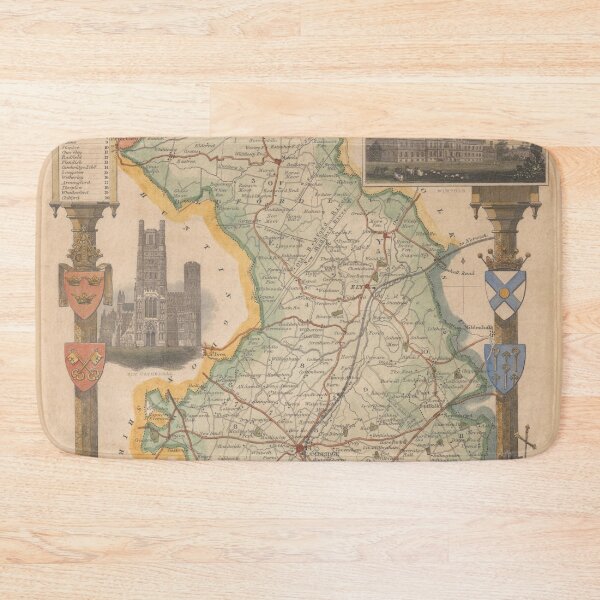 Item preview, Old Cambridgeshire UK Map (1843) Vintage English County Atlas designed and sold by BravuraMedia.