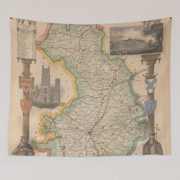Item preview, Old Cambridgeshire UK Map (1843) Vintage English County Atlas designed and sold by BravuraMedia.