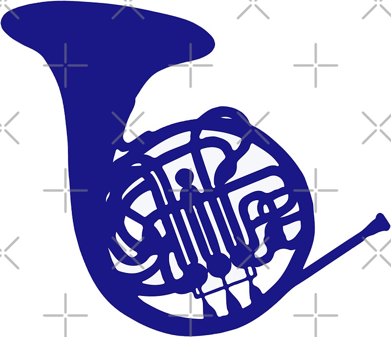 Blue French Horn Stickers By Reyreypelcastre Redbubble