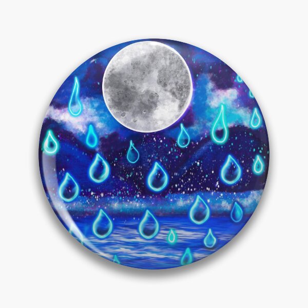 Item preview, Blue Moon at midnight - Full moon in the rain, midnight landscape with raindrops falling into Water designed and sold by Artonmytee.