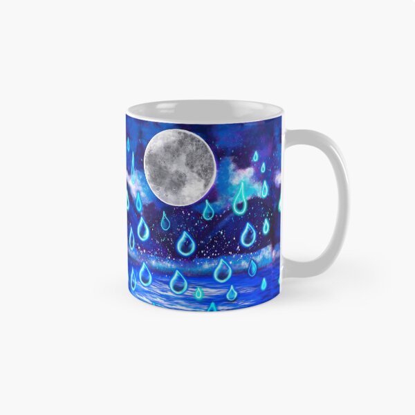Item preview, Blue Moon at midnight - Full moon in the rain, midnight landscape with raindrops falling into Water designed and sold by Artonmytee.