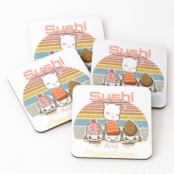Item preview, Sushi And Sunshine Vintage Sunset Summer Beach Food Sticker designed and sold by Nedskr.