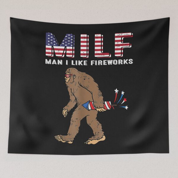 Item preview, MILF Man I Love Firework Funny Bigfoot USA Flag 4th Of July designed and sold by lucpjwel.