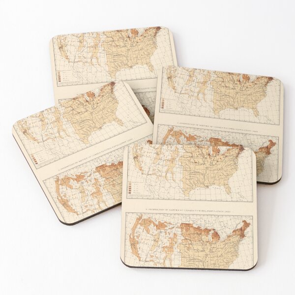 Item preview, Old Canadian Ancestry in America Map (1900) Vintage US Canada Populations Map designed and sold by BravuraMedia.