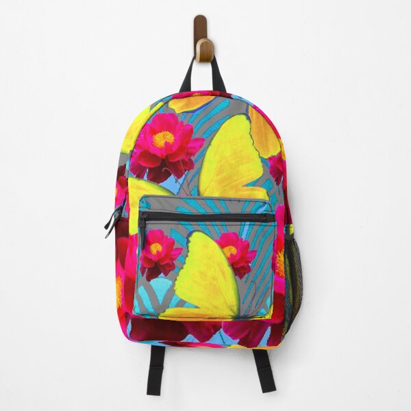 Item preview, YELLOW BUTTERFLIES DUCHSIA PEONY FLOWERS ART DECO designed and sold by sharlesart.