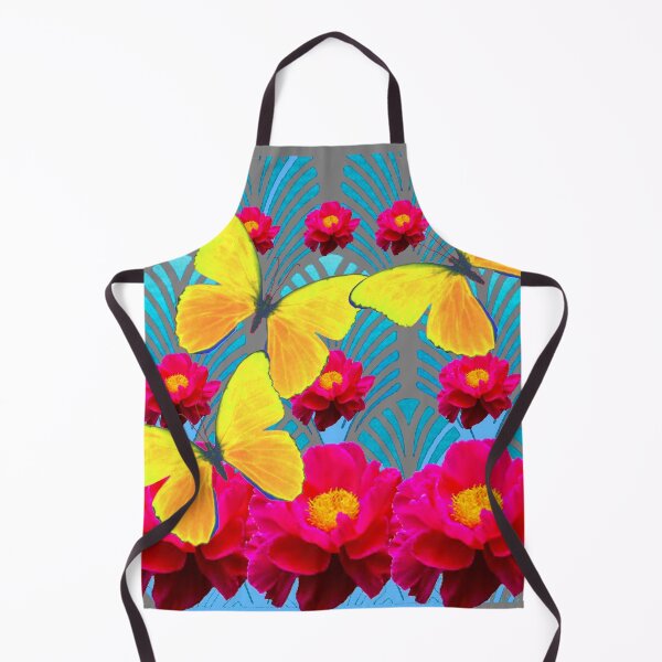 Item preview, YELLOW BUTTERFLIES DUCHSIA PEONY FLOWERS ART DECO designed and sold by sharlesart.