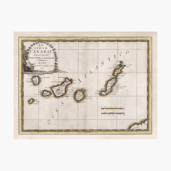 Item preview, Old Canary Islands Map (1798) Vintage Islas Canaries Chart designed and sold by BravuraMedia.
