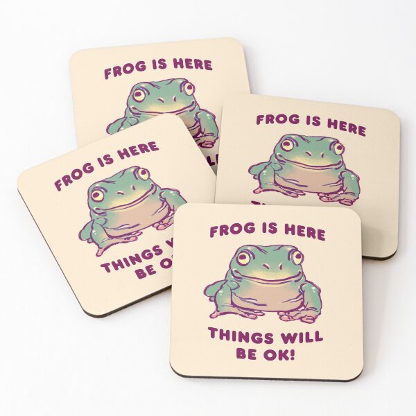 Item preview, I draw comforting cute green tree frog / frog is here things will be ok text designed and sold by RansRoom.