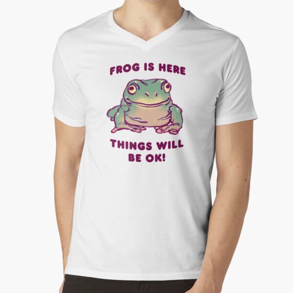 I draw comforting cute green tree frog / frog is here things will be ok  text | Poster