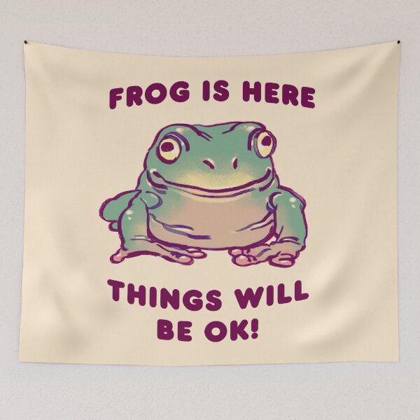 Item preview, I draw comforting cute green tree frog / frog is here things will be ok text designed and sold by RansRoom.