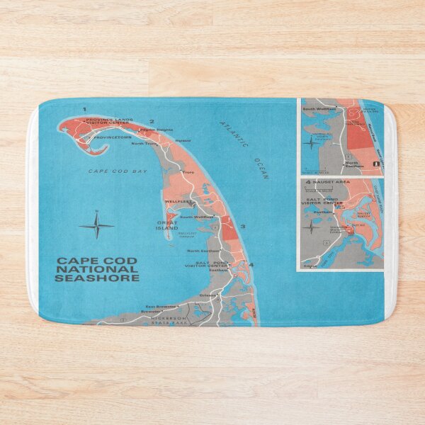 Item preview, Old Cape Cod National Seashore Map (1968) Vintage Massachusetts Beaches Atlas designed and sold by BravuraMedia.