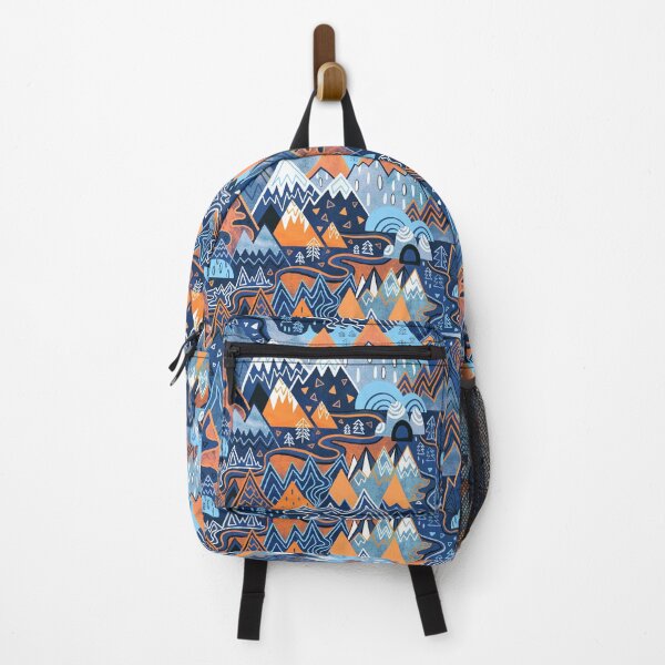 Item preview, Maximalist Mountain Maze - Bright Orange & Royal Blue designed and sold by TigaTiga.