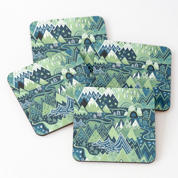 Item preview, Maximalist Mountain Maze - Pastel Green & Royal Blue designed and sold by TigaTiga.