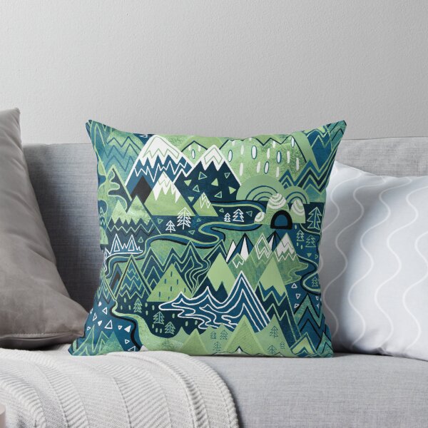 Item preview, Maximalist Mountain Maze - Pastel Green & Royal Blue designed and sold by TigaTiga.