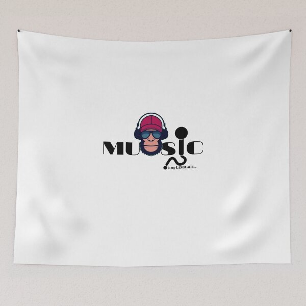 Item preview, Music is my language with monkey  designed and sold by PASSIONZERO.