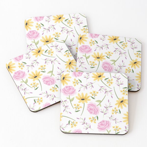 Item preview, Sunflower Pattern, yellow, blue and pink flowers, sunflower, rose, daisy, Sunflower Seamless Pattern, Sunflower Pattern Design designed and sold by graphic-genie.