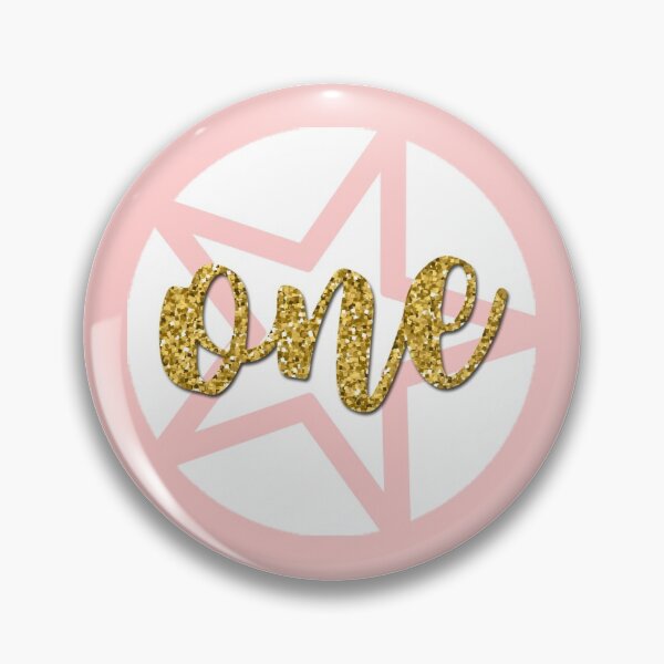 Item preview, First Birthday ONE Twinkle Twinkle Little Star Pink & Gold Round Circle designed and sold by CyanSkyDesign.