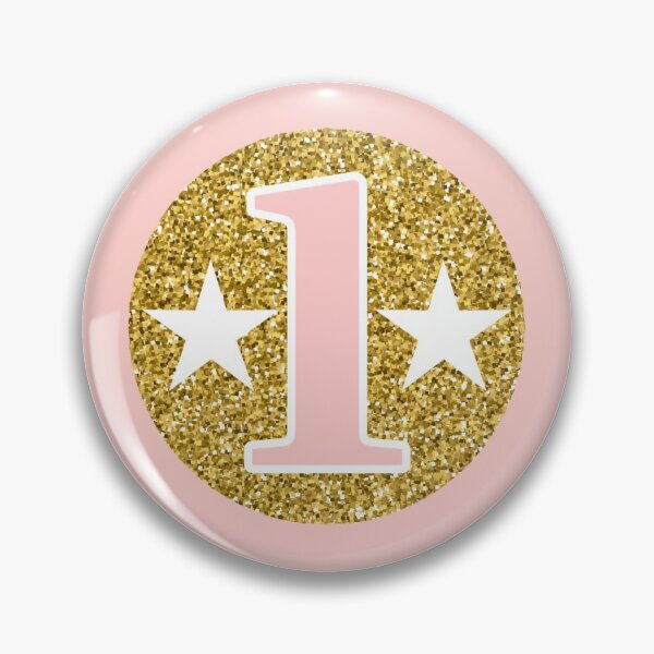 Item preview, First Birthday ONE Twinkle Twinkle Little Star Pink & Gold Round Circle designed and sold by CyanSkyDesign.