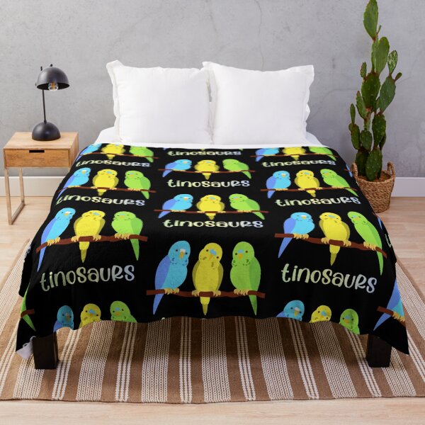 Item preview, TINOSAURS: Birds are tiny dinosaurs - bright budgies (aka parakeets) in blue, yellow, and green designed and sold by Ofeefee.