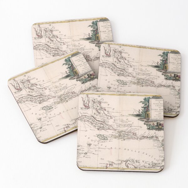 Item preview, Old Caribbean Map (1785) Vintage West Indies Atlas designed and sold by BravuraMedia.
