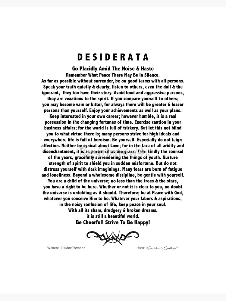 Desiderata: Be cheerful or be careful? | by Andy Stilp | Medium