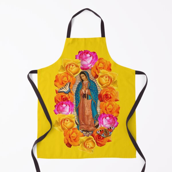 Item preview, The Virgin of Guadalupe, yellow background, colored roses designed and sold by vagonart.