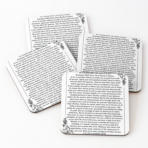 Item preview, Motivational Poem by Max Ehrmann with Floral Scroll Trim designed and sold by Desiderata4u.