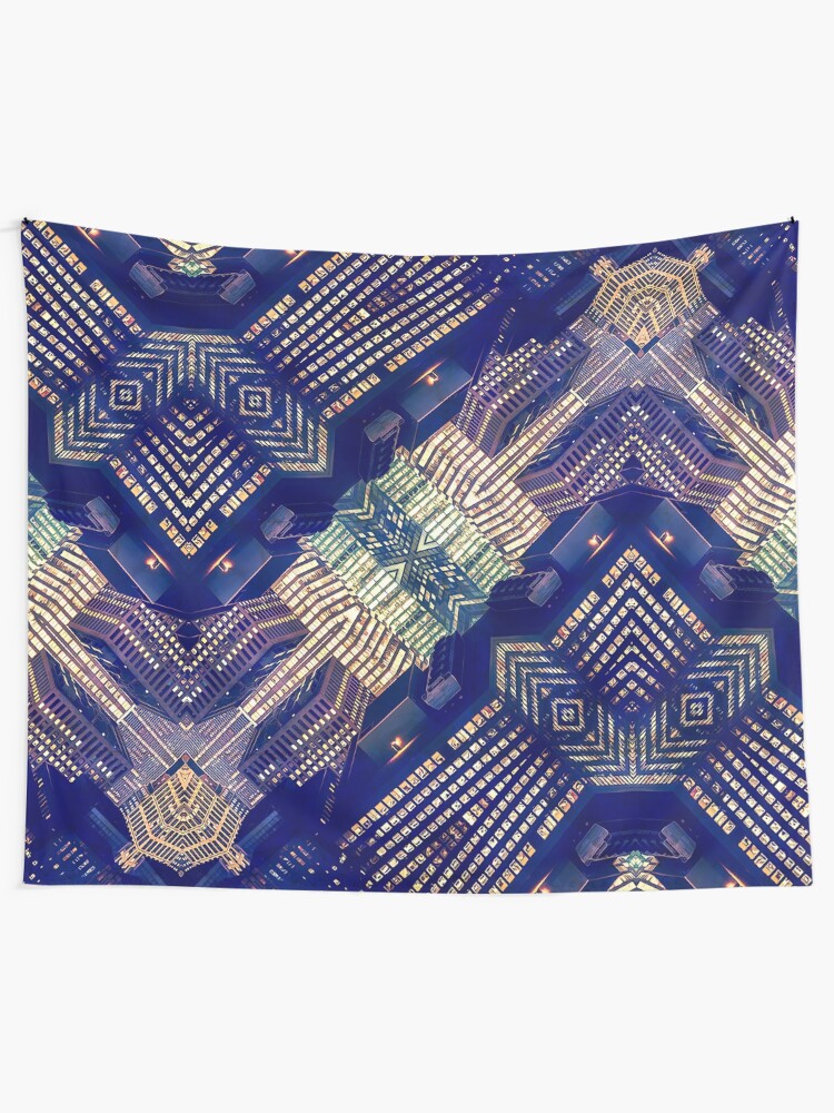 Alternate view of Lighted City Structures Tapestry